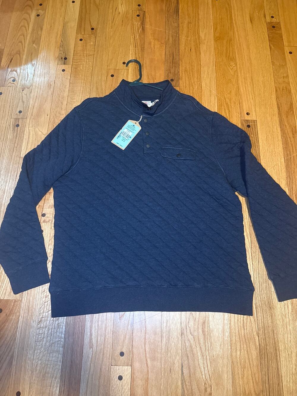 NEW Faherty Epic Quilted Fleece Pullover Men XXL Navy Melange NWT